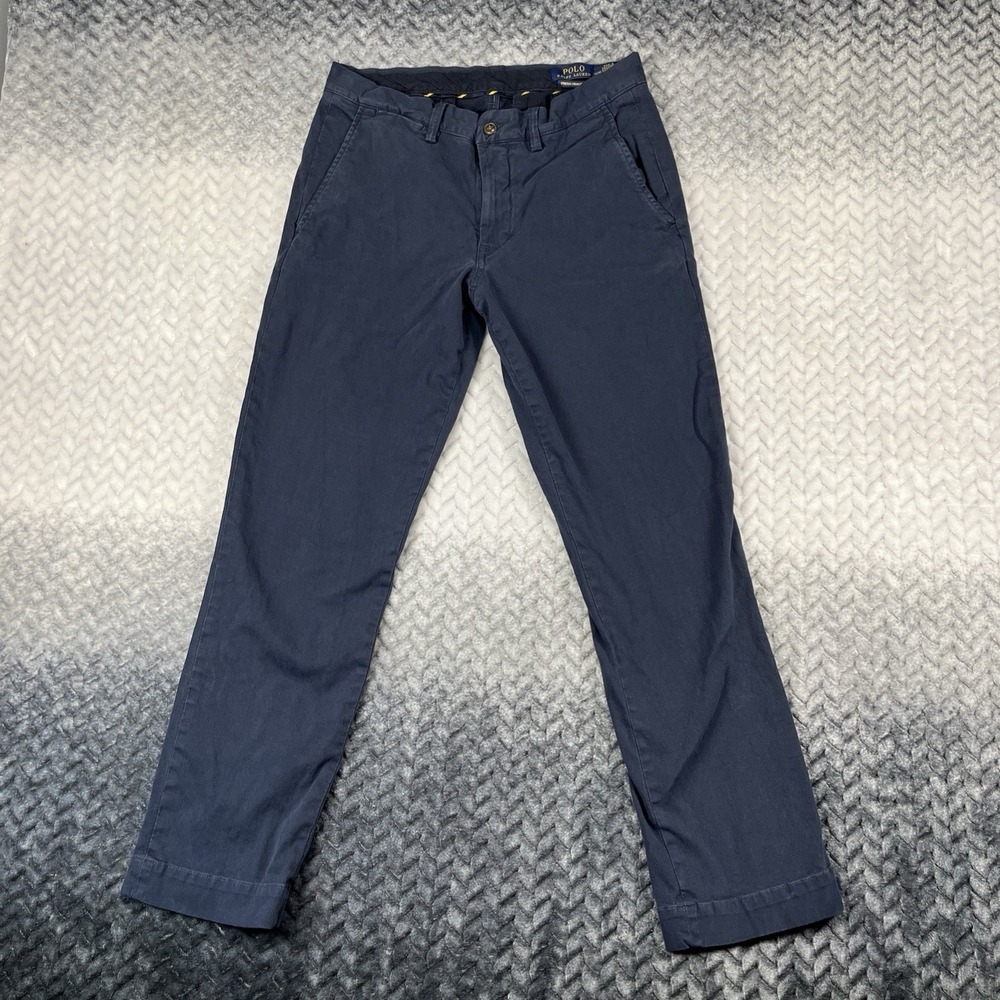 Polo Ralph Lauren Pants Mens 30x30 Navy Blue Stretch Straight Fit Chino Casual